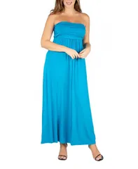 24 セブンコンフォート レディース トップス ワンピース マキシワンピース プラスサイズ ストラップレス マキシ 24seven Comfort Apparel Plus Size Strapless Maxi Dress Turquoise ターコイズ