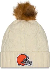 ニューエラ レディース アクセサリー 帽子 ニット New Era Womens Cleveland Browns White Fur Pom Cuffed Knit Beanie NoColor ホワイト