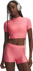 アンダーアーマー レディース トップス シャツ Under Armour Womens HeatGear Crop Mock Bittersweet PinkPosh Pink ピンクのサムネイル