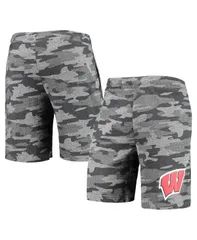 コンセプツ スポーツ メンズ ボトムス ハーフパンツ・ショーツ パイル ショートパンツ Conceptsport Mens Charcoal Gray Wisconsin Badgers Camo Backup Terry Jam Lounge Shorts