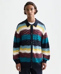 スコッチアンドソーダ メンズ アウター ニット・セーター SCOTCH SODA Mens Open Structure Knitted Stripe Sweater Cosimo Stripe Deのサムネイル