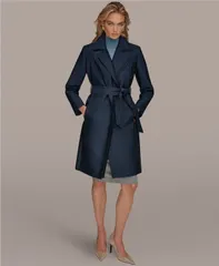 【送料無料】 ダナ キャラン ニューヨーク レディース ジャケット・ブルゾン アウター Womens DoubleCollar Trench Coat Night Fallのサムネイル