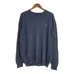 Polo by Ralph Lauren ポロ ラルフローレン コットン ニット セーター ボーダー ネイビー (メンズ XL) 中古 古着 S4426