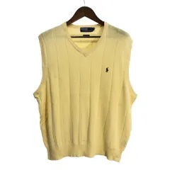 90年代 Polo by Ralph Lauren ポロ ラルフローレン コットン ニット ベスト イエロー (メンズ M) 中古 古着 S4429