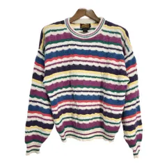 80年代 USA製 Eddie Bauer エディーバウアー 3Dニットセーター アウトドア 総柄 マルチカラー (メンズ M) 中古 古着 S5363