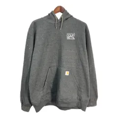 Carhartt カーハート スウェット パーカー 企業ロゴ 袖プリント グレー (メンズ XL) 中古 古着 S5512