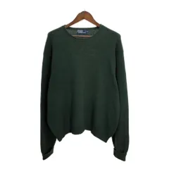 90年代 Polo by Ralph Lauren ポロ ラルフローレン コットン ニット セーター ワンポイントロゴ グリーン (メンズ XL) 中古 古着 S6002