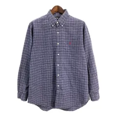 RALPH LAUREN ラルフローレン BLAKE ボタンダウン 長袖シャツ チェック パープル (メンズ L) 中古 古着 S6023