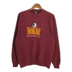 90年代 USA製 PM SPORTS フロリダステイト・セミノールズ スウェット カレッジ ワインレッド (メンズ L) 中古 古着 S6103