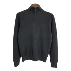 90年代 ペルー製 Polo by Ralph Lauren ポロ ラルフローレン ハーフジップ コットン ニット セーター グレー (メンズ S) 中古 古着 S6175