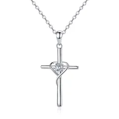 【特価商品】ジルコニア ホワイト 銅 デザイン シンプル 男女兼用 メンズ レディース シルバー色 ネックレス ペンダント 女性 十字架