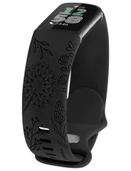 【特価商品】柔らかいスポーツバンド 花柄シリコン交換ベルト チャージ6/チャージ5に対応 かわいい フィットビット おしゃれ 女性 Charge6/Charge5バンド レディース 通気 Fitbit 防汗防水(ブラック)