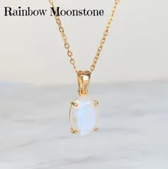 天然石ネックレス　ペンダント　レインボームーンストーン