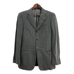 イタリア製 ARMANI COLLEZIONI アルマーニ コレッツォーニ テーラードジャケット ストライプ グレー (メンズ 38 R) 中古 古着 S6715のサムネイル