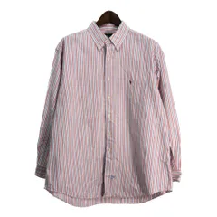 90年代 RALPH LAUREN ラルフローレン YARMOUTH ボタンダウン 長袖シャツ ストライプ ピンク (メンズ 17 1/2) 中古 古着 S6972