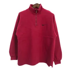 90年代 NIKE ナイキ ハーフジップ スウェット スポーツ ワンポイントロゴ レッド (メンズ M) 中古 古着 S7275