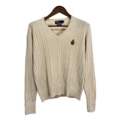 Polo by Ralph Lauren ポロ ラルフローレン ケーブルニット シルクセーター アイボリー (メンズ L) 中古 古着 S7602