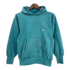 90年代 USA製 Champion チャンピオン REVERSE WEAVE リバースウィーブ スウェットパーカー ターコイズブルー(メンズ M) 中古 古着 S8047