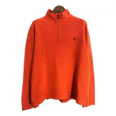 90年代 Polo by Ralph Lauren ポロ ラルフローレン ハーフジップ コットンセーター 大きいサイズ オレンジ (メンズ XXL) 中古 古着 S8303
