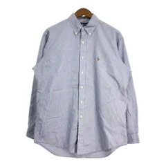 RALPH LAUREN ラルフローレン YARMOUTH ボタンダウン 長袖シャツ チェック ブルー (メンズ 16) 中古 古着 S8431