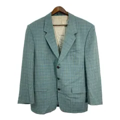 フランス製 YVES SAINT LAURENT イヴ サンローラン テーラードジャケット チェック ライトブルー (メンズ 54) 中古 古着 S8710
