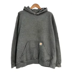 Carhartt カーハート スウェット パーカー 大きいサイズ 袖プリント ワンポイントロゴ グレー (メンズ 2XL) 中古 古着 S8869