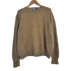 90年代 Polo by Ralph Lauren ポロ ラルフローレン コットン ニット セーター 大きいサイズ ブラウン (メンズ XXL) 中古 古着 S9125