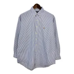 RALPH LAUREN ラルフローレン YARMOUTH ボタンダウン 長袖シャツ ストライプ ブルー (メンズ 16 1/2) 中古 古着 S9260