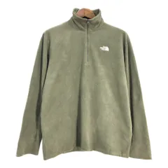 THE NORTH FACE ノースフェイス ハーフジップ フリースジャケット アウトドア カーキ (メンズ L) 中古 古着 S9306