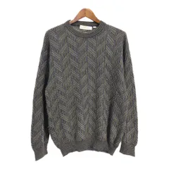 イタリア製 PRONTO-UOMO コットン ニット セーター 総柄 ネイビー (メンズ L) 中古 古着 S9324