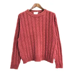 90年代 USA製 PERRY ELLIS ペリー エリス ケーブルニット コットンセーター レッド (メンズ M) 中古 古着 S9337のサムネイル