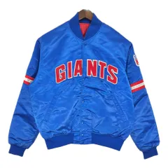 90年代 USA製 STARTER NFL ニューヨーク・ジャイアンツ 中綿 ナイロン スタジアムジャケット ブルー (メンズ L) 中古 古着 T0006のサムネイル