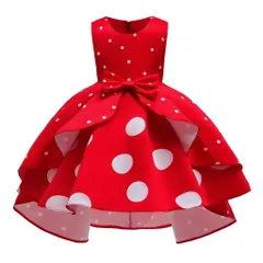 新品 [Dressy Daisy] ミニー 女の子 ハロウィン 仮装 ガールズ 子供 コスプレ キッズ コスチューム 水玉模様 スカート 袖なし 衣装 カチューシャ 付き サイズ 2～3歳 赤い 100