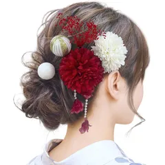 【人気商品】赤/白 YP005 和玉 かすみ草 振袖 袴 着物 和装 結婚式 卒業式 和装小物 成人式 ピンポンマム 浴衣 9色展開 髪飾り