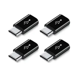 4ブラック Micro USB to Type-C変換アダプタ 4個セット 急速充電 データー転送 OTG機能 microコネクタ アンドロイドケーブルアダプター マイクロ USB2.0 アダプター コネクタ (4ブラック)