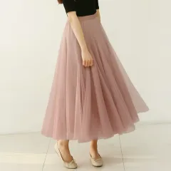 (新品)レディース春 桜 Look ロングスカート バレリーナ チュールスカート フレア シフォン レース ピンク