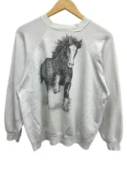 TULTEX (タルテックス) アニマルプリントスエット トレーナー ラグラン 馬 80S 90S 古着 ビンテージ L ホワイト メンズ/065