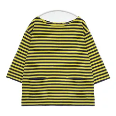 marimekko Pikasso ピカッソ ボーダー コットン カットソー チュニック イエロー ネイビー レディース マリメッコ【中古】6-0322M∞のサムネイル