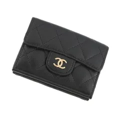 シャネル 三つ折り財布 マトラッセ ココマーク クラシック スモール フラップ ウォレット キャビアスキン AP0230 CHANEL 財布 黒