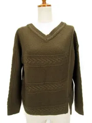 グローバルワーク GLOBAL WORK セーター ニット Vネック ワッフル ケーブル編み S 緑