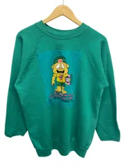 PANNILL (パニール) キャラクター刺繍スエット トレーナー ワッペン ラグラン USA製 80S 古着 ビンテージ アニマル スケートボード XL グリーン メンズ/028のサムネイル