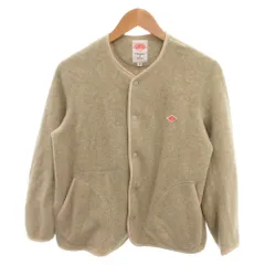 ダントン DANTON 美品フリース カラーレスジャケット ブルゾン  36 ベージュ ノーカラー ボタン留  20A-MR-001 /HW ■ECC001