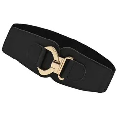 【新品】 [バズ セレクション] ベルト ファッション ウエスト バックル メタル アクセサリー レディース LBT282(Eブラック) 1