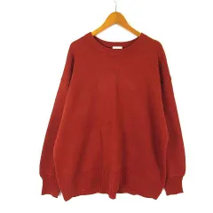 ジーユー GU オーバーサイズ クルーネック セーター ニット 長袖 XL ブラウンレッド 大きいサイズ