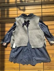 ダックス ドット柄 ONE PIECE + ニット ベスト セット 120