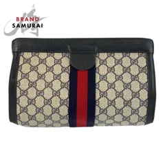 GUCCI グッチ ヴィンテージ シェリーライン グレー GGスプリームキャンバス 89 01002 クラッチバッグ セカンドバッグ メンズ 600742【中古】