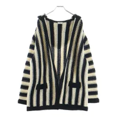 SAINT LAURENT PARIS (サンローランパリ) 19SS 607652 YAJS2 ストライプフーデッドニットカーディガン ブラック/ホワイトのサムネイル