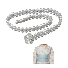 【新品】 帯留め パール ベルト 帯締め 飾り紐 帯紐 ゴム 帯飾り 飾り帯 浴衣 和装 着物 振袖 ドレス 袴 結婚式 レディース 銀 0