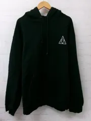 【中古】HUF ﾊﾌ 長袖ﾊﾟｰｶｰ ﾌｰﾃﾞｨ ﾌﾛﾝﾄﾎﾟｹｯﾄ ﾛｺﾞ付き ﾌﾞﾗｯｸ XXL 991845506