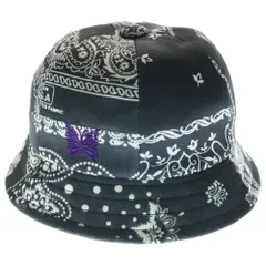 Needles (ニードルス) ペイズリー柄 ロゴエンブロイダリー ポリエステル バケットハット 帽子 グレー PU1723